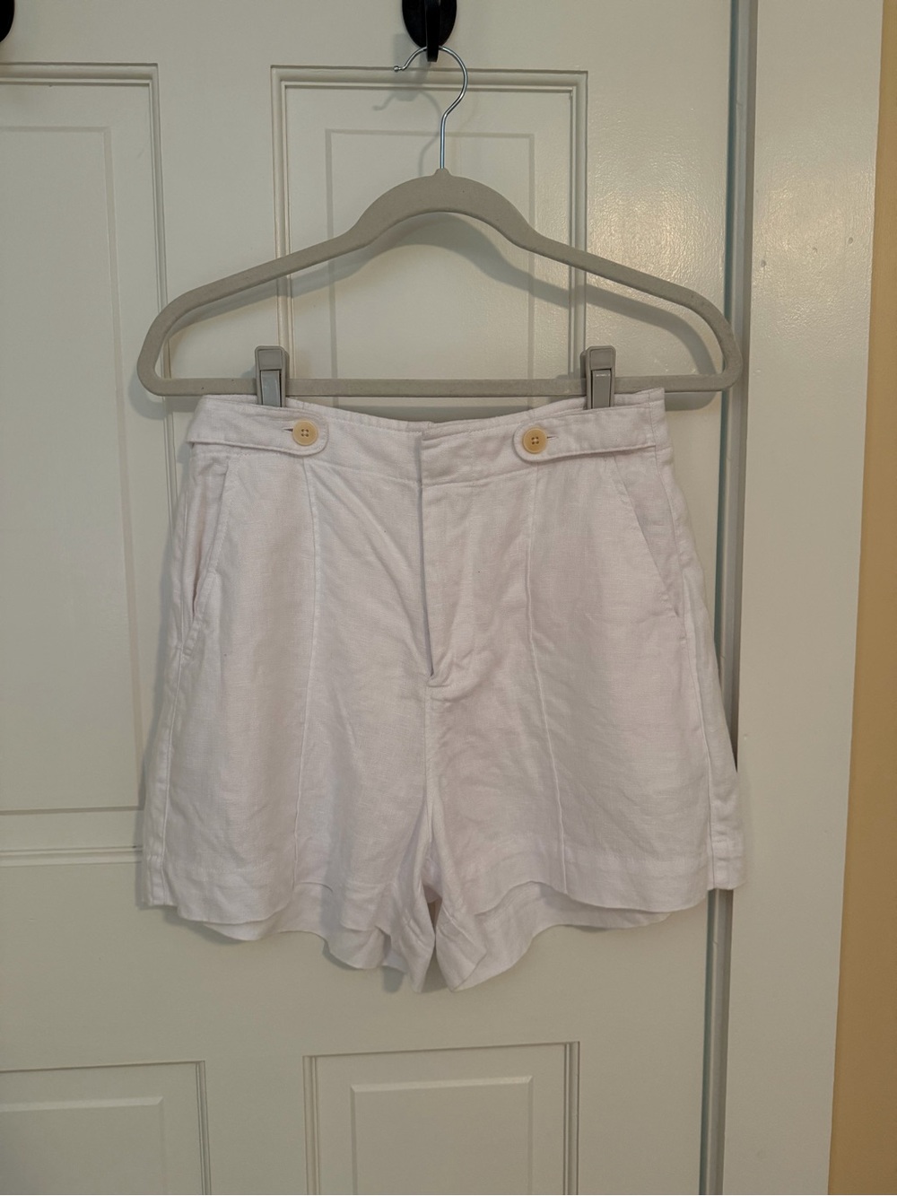 Madewell White Linen High Rise Shorts